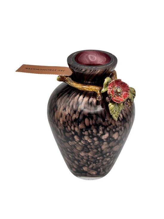 Jay Strongwater Other - New Jay Strangwater Mini Vase Hand Blown Glass Ginger Flower Brown Rhinestones